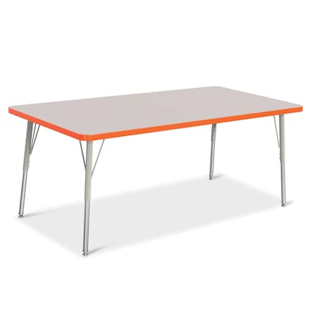 Jonti-Craft Berries Rectangle Activity Table, 30 in. x 60 in., A-height, Freckled Gray/Orange/Gray 6408JCA114